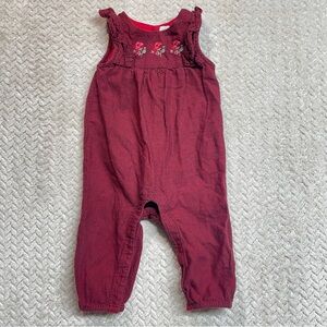 Baby Gap Red Black Houndstooth Embroidered Flutter One-Piece 6-9 months